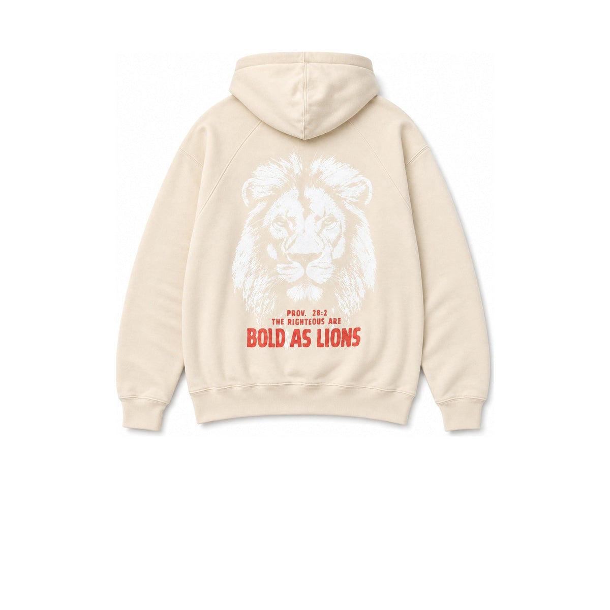 Cream Wrapped In Jesus hoodie with lion and Bold as Lions graphic