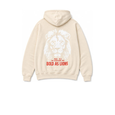 Cream Wrapped In Jesus hoodie with lion and Bold as Lions graphic