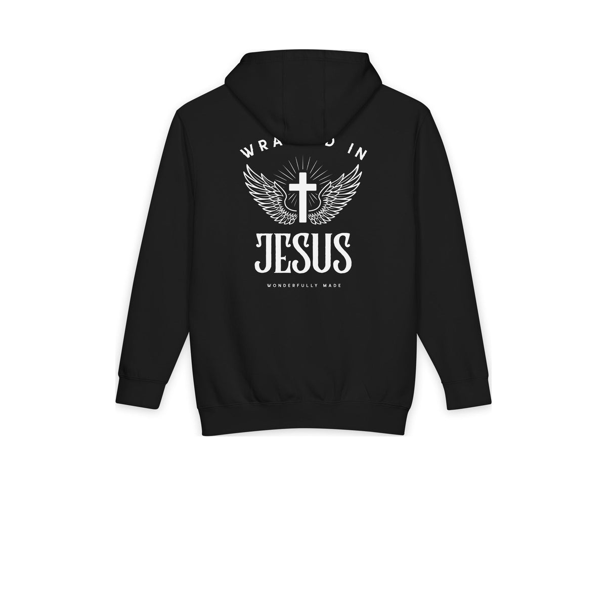 Black Wonderfully Made heavyweight hoodie flat, back