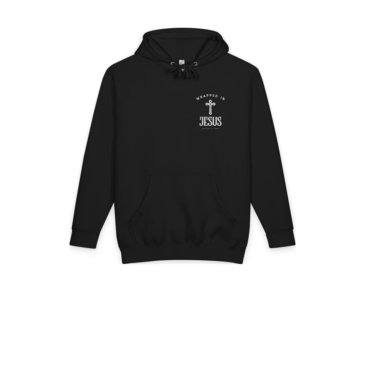 Black Wonderfully Made heavyweight hoodie flat, front