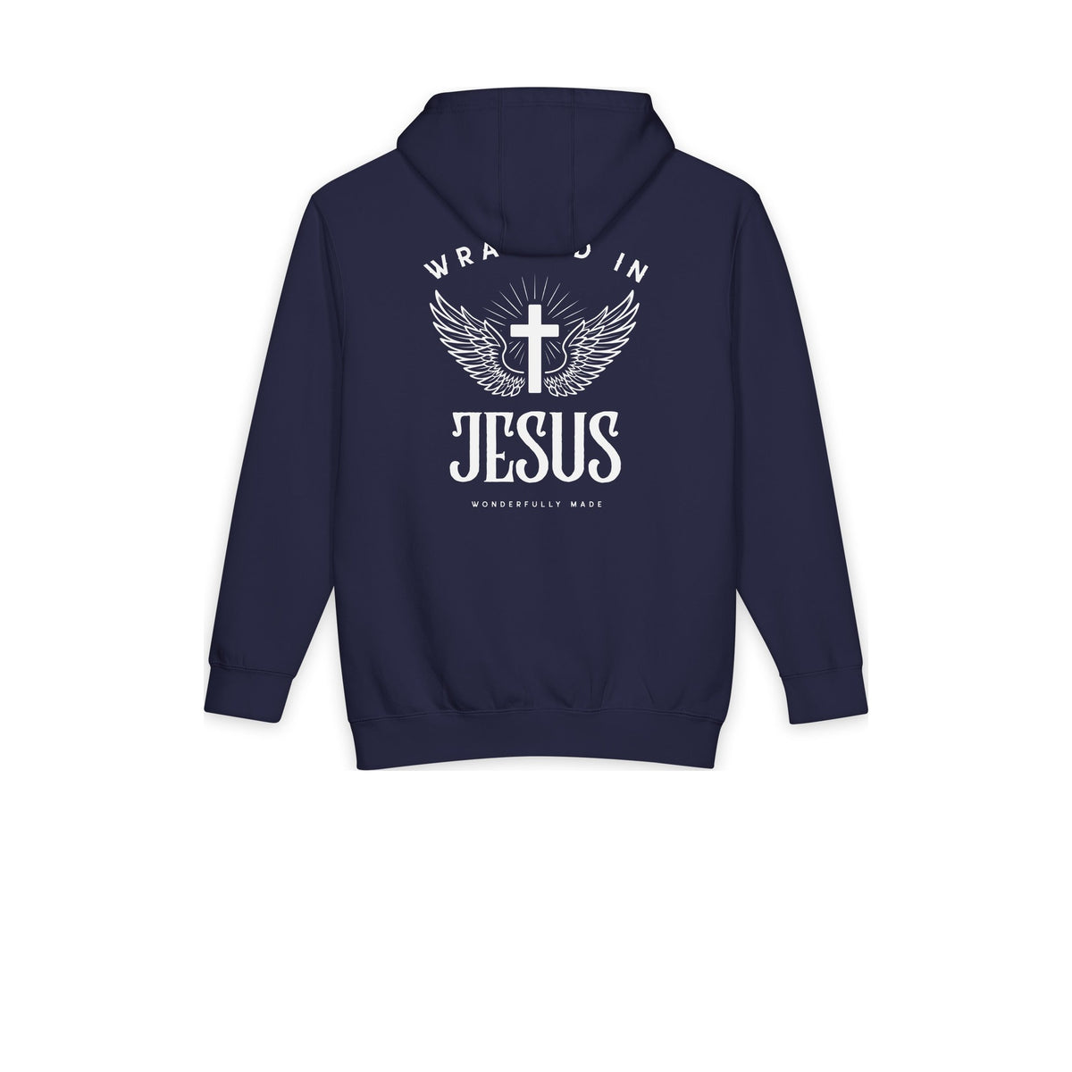 Navy blue Wonderfully Made heavyweight hoodie flat, back